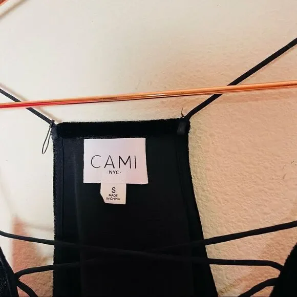 NWOT Revolve Cami NYC Black Velvet Criss Cross Top Small - Picture 7 of 8